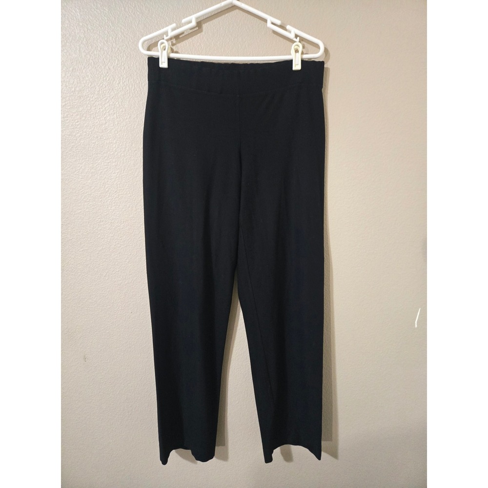 Eileen Fisher Black Stretch Jersey Knit Straight Leg Pull On Pants Womens Small - Picture 1 of 3